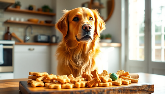 Dog with healthy treats