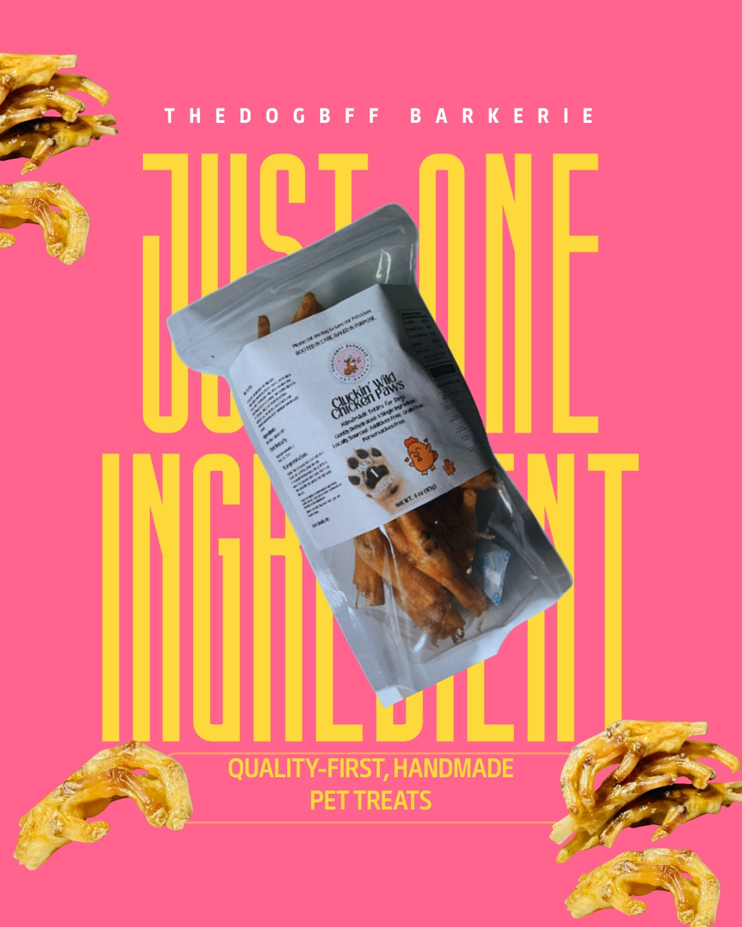 TheDogBFF Barkerie Cluckin’ Wild Chicken Paws, 6oz 1 Single Ingredient  Gently Dehydrated Sourced Locally